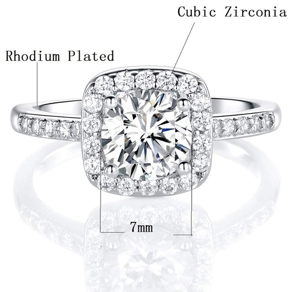 18K White Gold Plated Cubic Zirconia Promise Ring - Picture 2 of 7